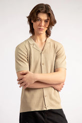 Cuban Collar Knitted Shirt